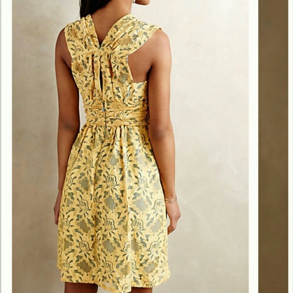 Anthropologie Plenty by Tracy Reese Nikki Garden Trellis Lace Yellow Dress Sz 6 - Picture 2 of 14